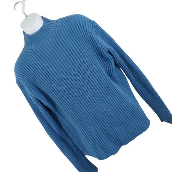 THE GAP! FAB SKY BLUE 100% COTTON RIBBED KNIT MOCK NECK, L/S SWEATER! SZ L - Picture 9 of 9